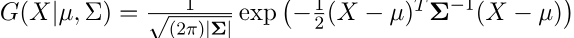 Probability density function of a multivariate Gaussian distribution.